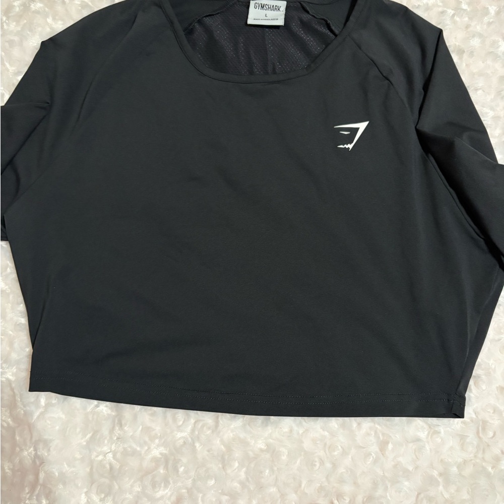Gymshark Black Long Sleeve Cropped Performance Top